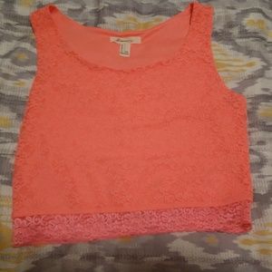 Orange Cropped Lace Cami